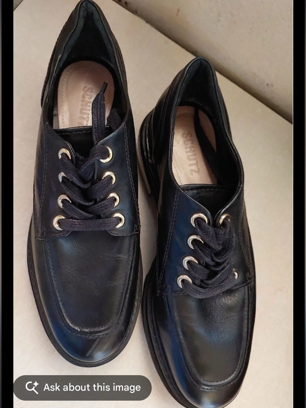 NWT SCHUTZ Black Bethie Platform Leather Oxfords Sz 7.5B